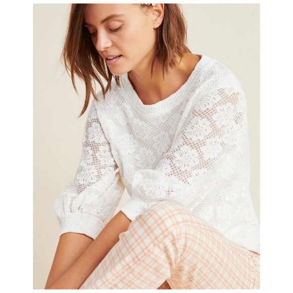 Anthropologie Tops - Anthropologie eri + ali White Vivan Lace Top sz L